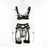 Black Ultra Sexy Garter Belt Bra Panty Set Back view Black Ultra Sexy Garter Belt Bra Panty Set Back view