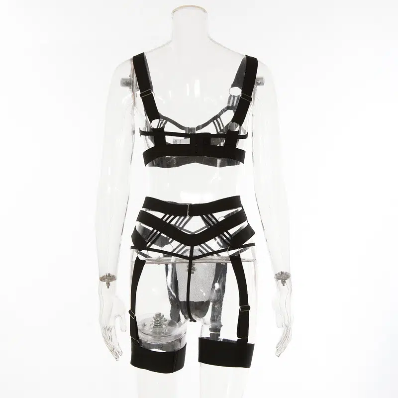 Black Ultra Sexy Garter Belt Bra Panty Set Back view Black Ultra Sexy Garter Belt Bra Panty Set Back view