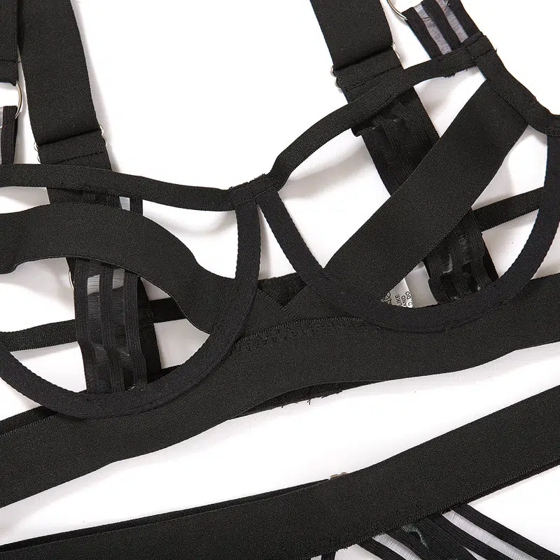 Black Ultra Sexy Garter Belt Bra Panty Set Bra details（1）
