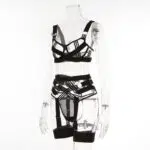 Black Ultra Sexy Garter Belt Bra Panty Set Side view Black Ultra Sexy Garter Belt Bra Panty Set Side view