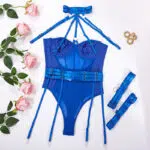 Einteiliges Allure-Gürtelset aus Mesh in Blau All view