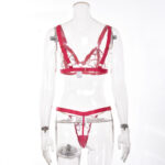 Conjunto de dos piezas de encaje bordado HotPink Vista posterior