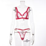 Conjunto de dos piezas de encaje bordado HotPink Vista frontal