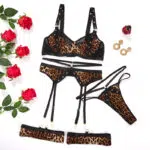 Khaki Leopard Print Perspective Sexy One-Piece Sets All view