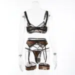 Khaki Leopard Print Perspective Sexy One-Piece Sets Back view