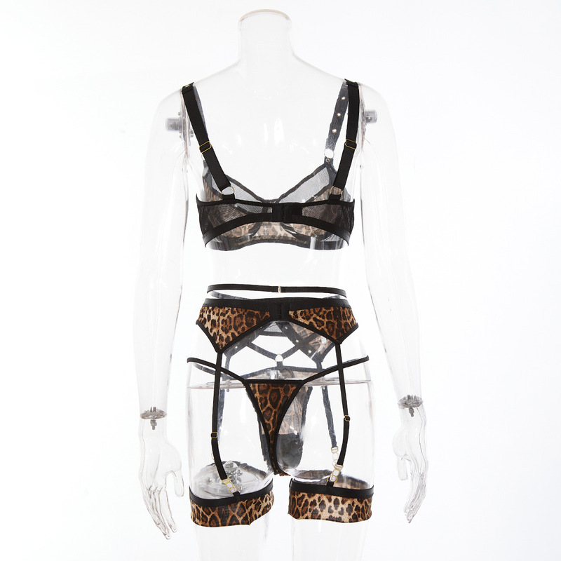 Khaki Leopard Print Perspective Sexy One-Piece Sets Back view Khaki Leopard Print Perspective Sexy One Piece Setit Takanäkymä