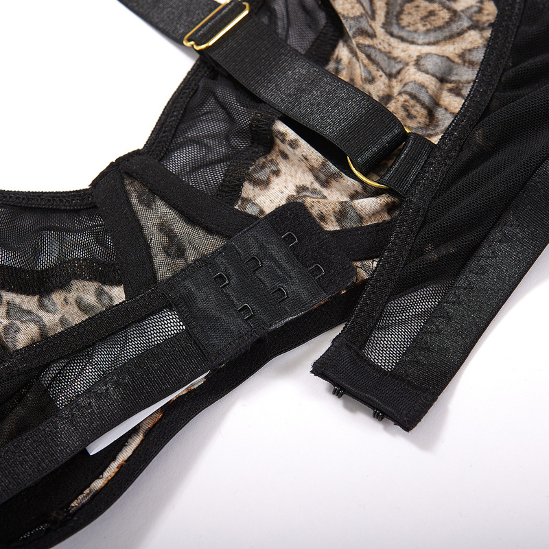 Khaki Leopard Print Perspective Sexy One-Piece Sets Bra Buckle details Khaki Leopard Print Perspective Sexy One-Piece Sets Bra Soljen yksityiskohdat