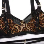 Khaki Leopard Print Perspective Sexy One-Piece Sets Bra details