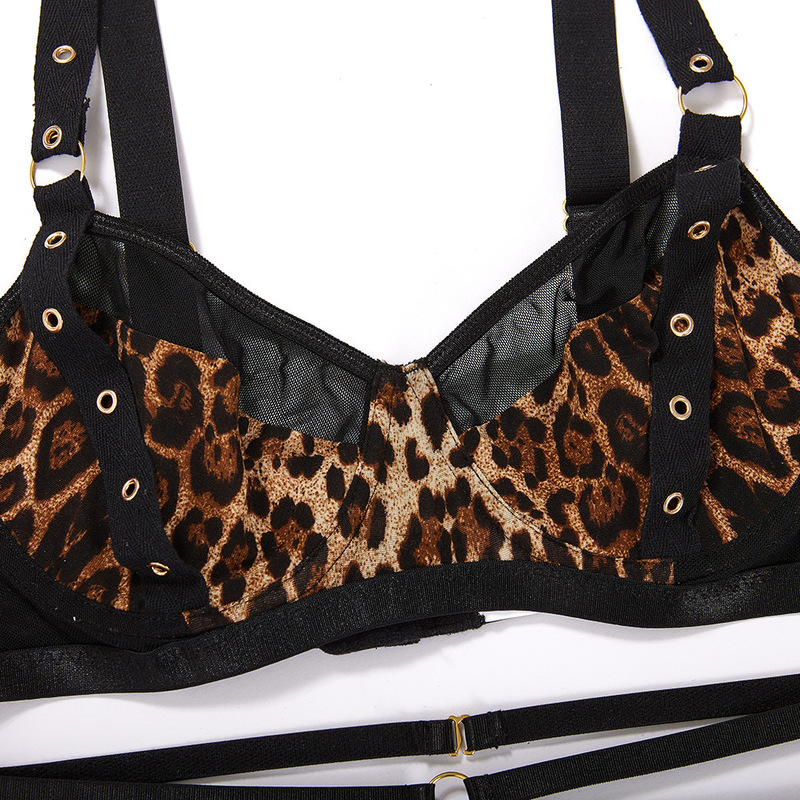 Khaki Leopard Print Perspective Sexy One-Piece Sets Bra details Khaki Leopard Print Perspective Sexy One-Piece Setit Bran yksityiskohdat