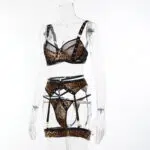 Khaki Leopard Print Perspective Sexy One-Piece Sets Side view
