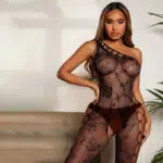 One-Shoulder Temptation Fishnet Bodystocking Display
