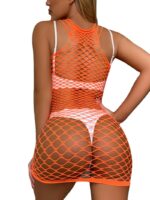 Laranja Sensual Arrastão Halter Meia-calça Saia Quadril Mostrador nas Costas Laranja Sensual Arrastão Halter Meia-calça Saia Quadril Mostrador nas Costas