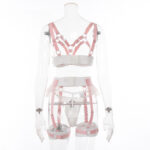 Pink Uniform Style Sød Cool Style BH & Trussesæt Set bagfra