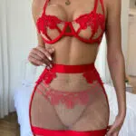 Lingerie sexy oca bordada vermelha sexy frente aberta modelo