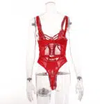 Red Mesh Perspective One-Piece Bra & Panty Set Back view Red Mesh Perspective One-Piece Bra & Panty Set Back view