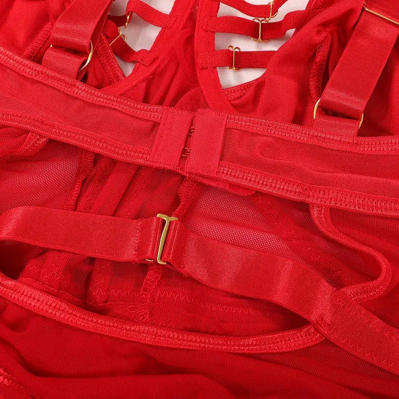Red Mesh Perspective One-Piece Bra & Panty Set Bra details Red Mesh Perspective One-Piece Bra & Panty Set Bra details