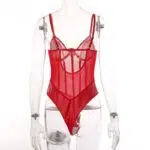Red Perspective yksiosainen läpinäkyvä Bodysuit Takanäkymä