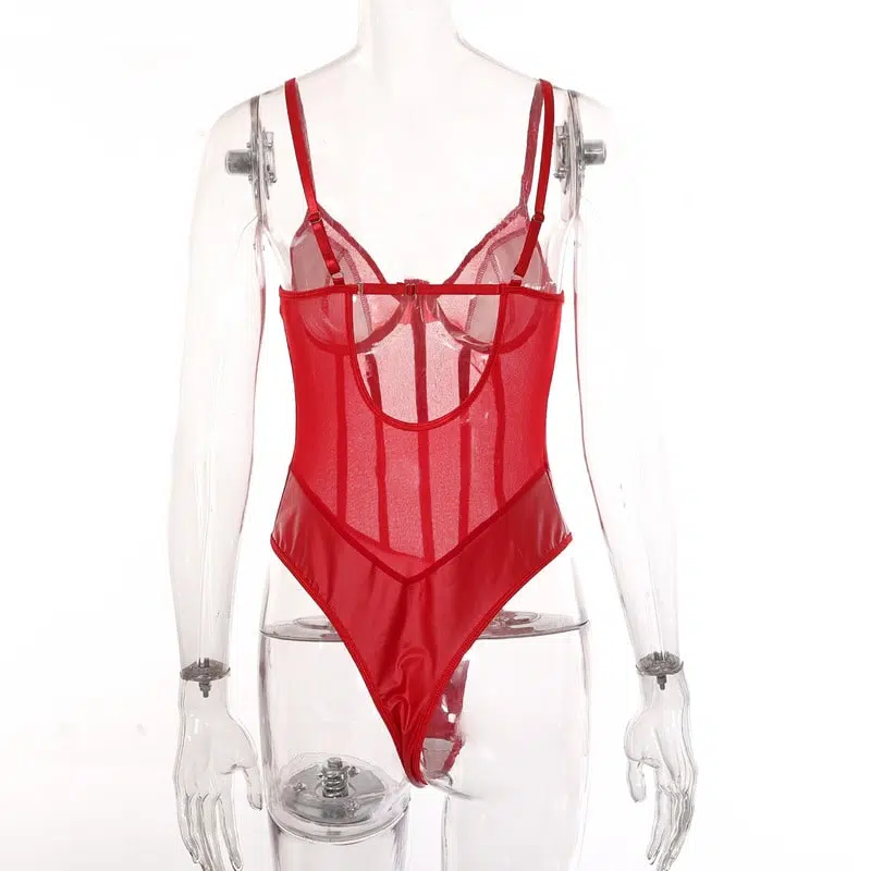 Red Perspective yksiosainen läpinäkyvä Bodysuit Takanäkymä