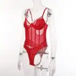 Red Perspective One Piece Sheer Bodysuit -sivustonäkymä