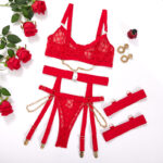 Rød Se Through Chain Sexet Lingeri Set-All Set Show