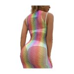 Vestido de meia-calça deslumbrante com recorte iridescente nas costas