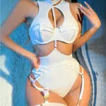 Weiß Uniform Verführerisches Ultra Sexy BH-Höschen-Set Nach Modell angezeigt