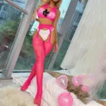 Sultry Chest Bow Jacquard Net Bodystocking Setti edestä