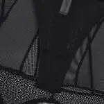 3-teiliges Set aus schwarzem Mesh-Neckholder-BH mit Hüftbedeckung, Strumpfhaltern und Mesh-Details