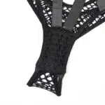 Ensemble soutien-gorge et culotte en résille noire avec détails de culotte à coutures tressées