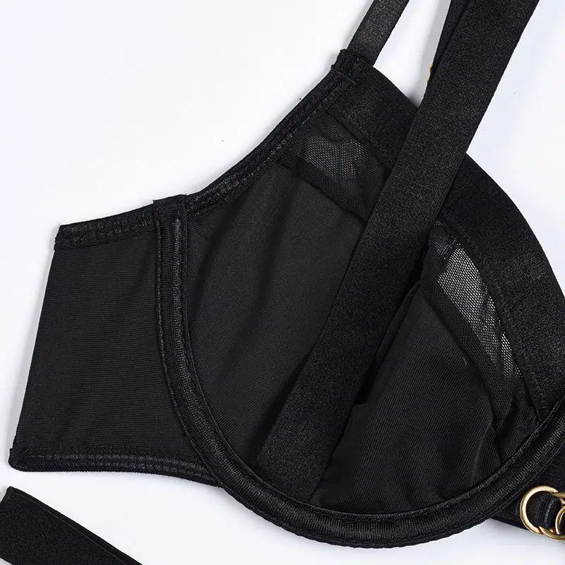 Black Halter Strap Bra and Panty Set Bra Details
