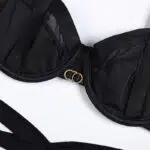 Black Halter Strap Bra and Panty Set Bra Over View