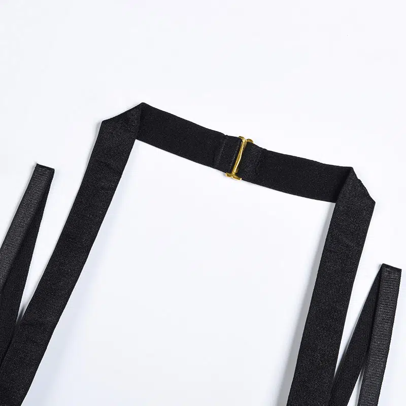 Black Halter Strap Bra and Panty Set Strapy Details