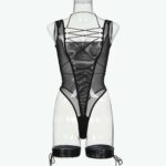 Black Mesh Body med öppen baksida framifrån