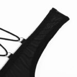 Bodysuit i svart mesh med strypdetaljer med öppen rygg