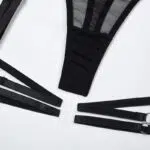 Black Midnight Temptation Mesh Bustier Set Crotch Details Black Midnight Temptation Mesh Bustier Set Crotch Details