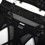 Sort ensfarvet mesh-bh-sæt med multi-justerbare stropper detaljer