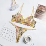 Glode Wunderschönes, mit Blumen besticktes Netz-BH-Set im Überblick
