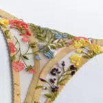 Glode Wunderschönes, mit Blumen besticktes Netz-BH-Set, Panty Show