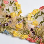 Glode Wunderschönes, mit Blumen besticktes Netz-BH-Set, BH-Show