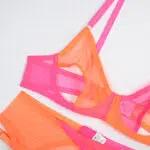 Hot Pink Two-Tone Stretch Mesh Bra Set Bra Details