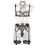 Conjunto de sujetador Leopard Exposure con cuello halter: Vista posterior