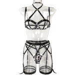 Conjunto de sujetador Leopard Exposure con cuello halter Vista frontal