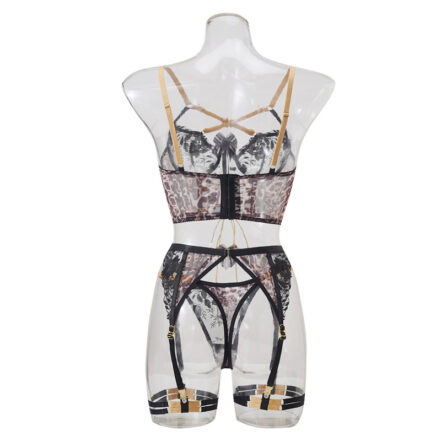 Bandeau Lace-Up Corset Top  in Rose Leopard Print