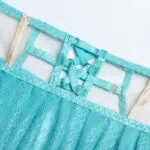 Conjunto de sujetador de encaje floral color lima con volantes de encaje Trim2 Show de cintura