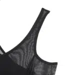 Body de malla de un hombro con tiras de manga larga Show