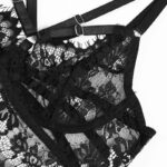 Sexig spets Transparent Cutout BH Set med Strumpeband BH Detaills