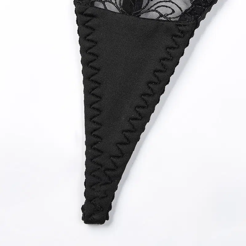 Sexy Tulle Bra Set with Embroidered Lace and Mini Bows Crotch Details Ensemble de soutien-gorge sexy en tulle avec dentelle brodée et mini nœuds à l'entrejambe