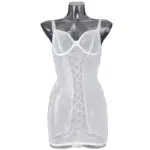 Camisola blanca de malla transparente con espalda abierta Vista frontal