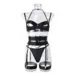 Elegant Black Bra and Panties Set with Chest Cutout - Ideal for B2B Lingerie Retailers Front View