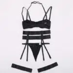 Elegant Black Bra and Panties Set with Chest Cutout - Ideal for B2B Lingerie Retailers Over View